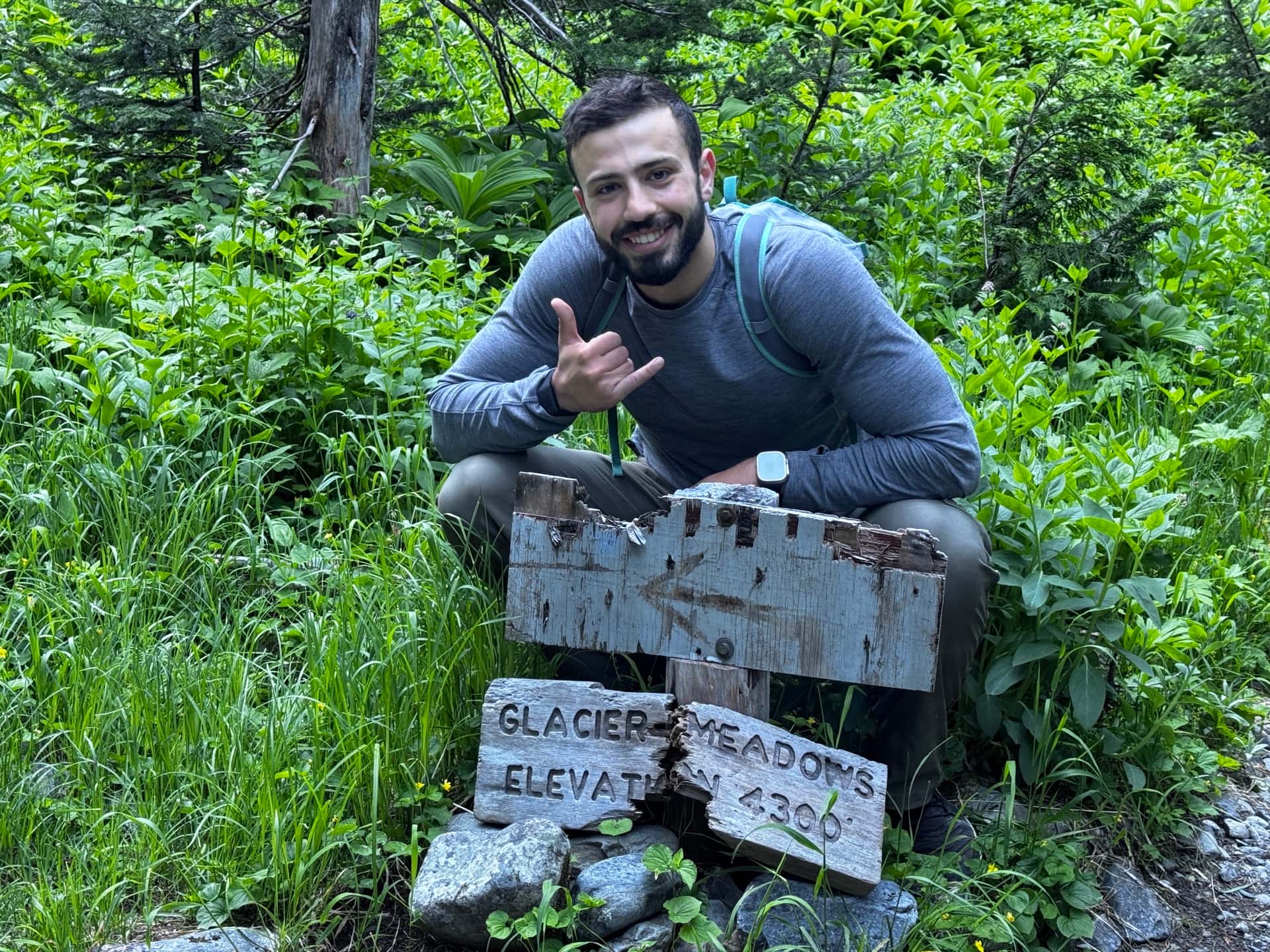 Omar Habra standing in the Glacier Meadows wilderness